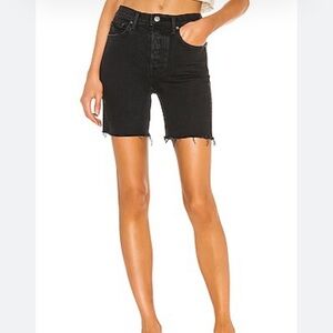 GRLFRND Distressed Black Denim Shorts
